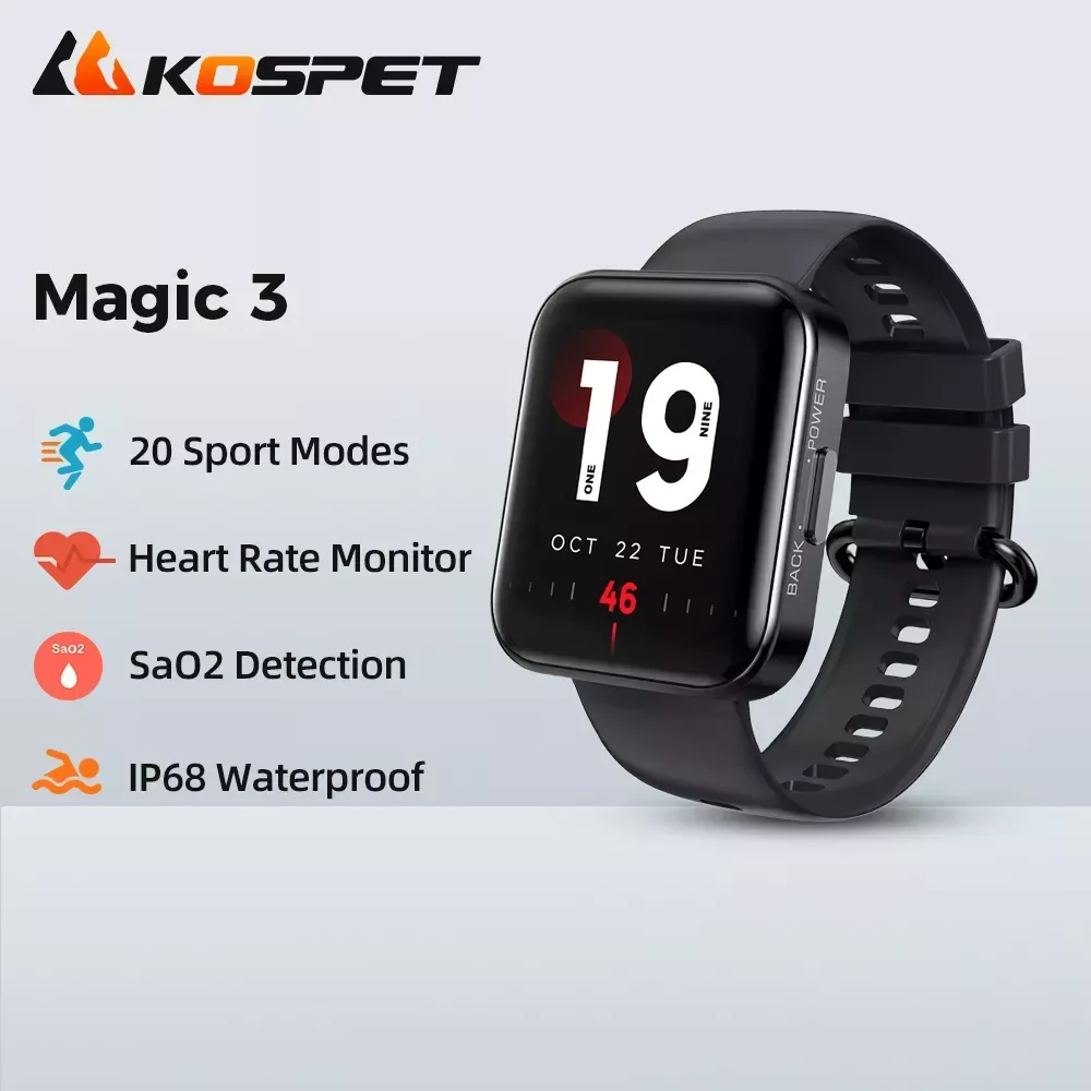 

KOSPET MAGIC 3 Смарт-часы унисекс, IP68, GPS, SaO2, пульсометр, мониторинг сна, 20 спортивных режимов,смарт часы,смарт часы ,умные часы мужчин,Мужчины умные...