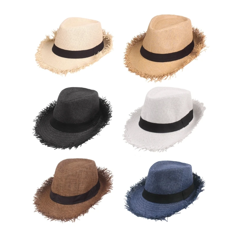 

Летняя соломенная плетеная шляпа для взрослых, подростков и женщин, Мужская Солнцезащитная шляпа, шляпа для отпуска, Прямая поставка