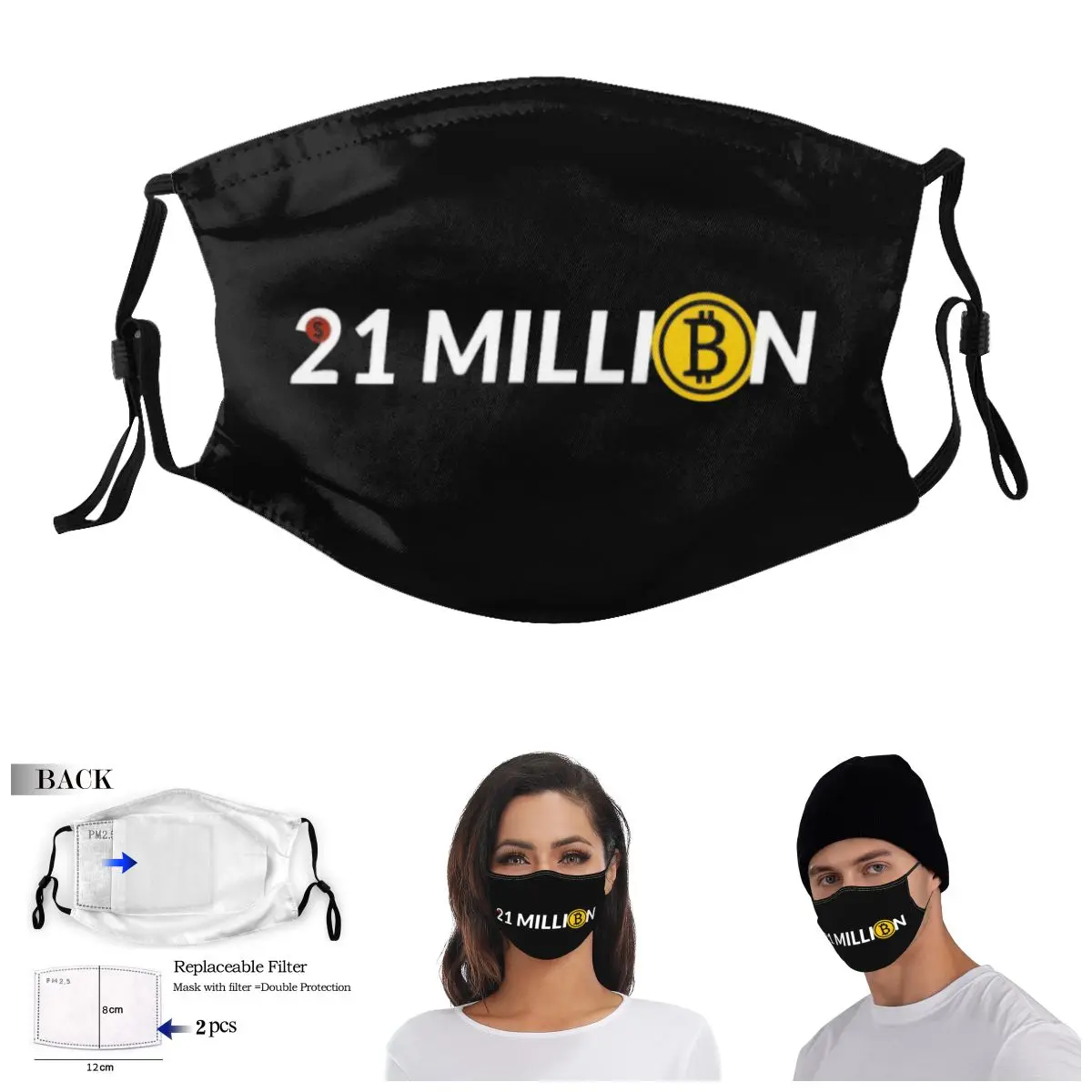 

BITCOIN Cryptocurrency Bitcoin Adult Dust Mask Humor Graphic Domino Activated Carbon Filter Mask