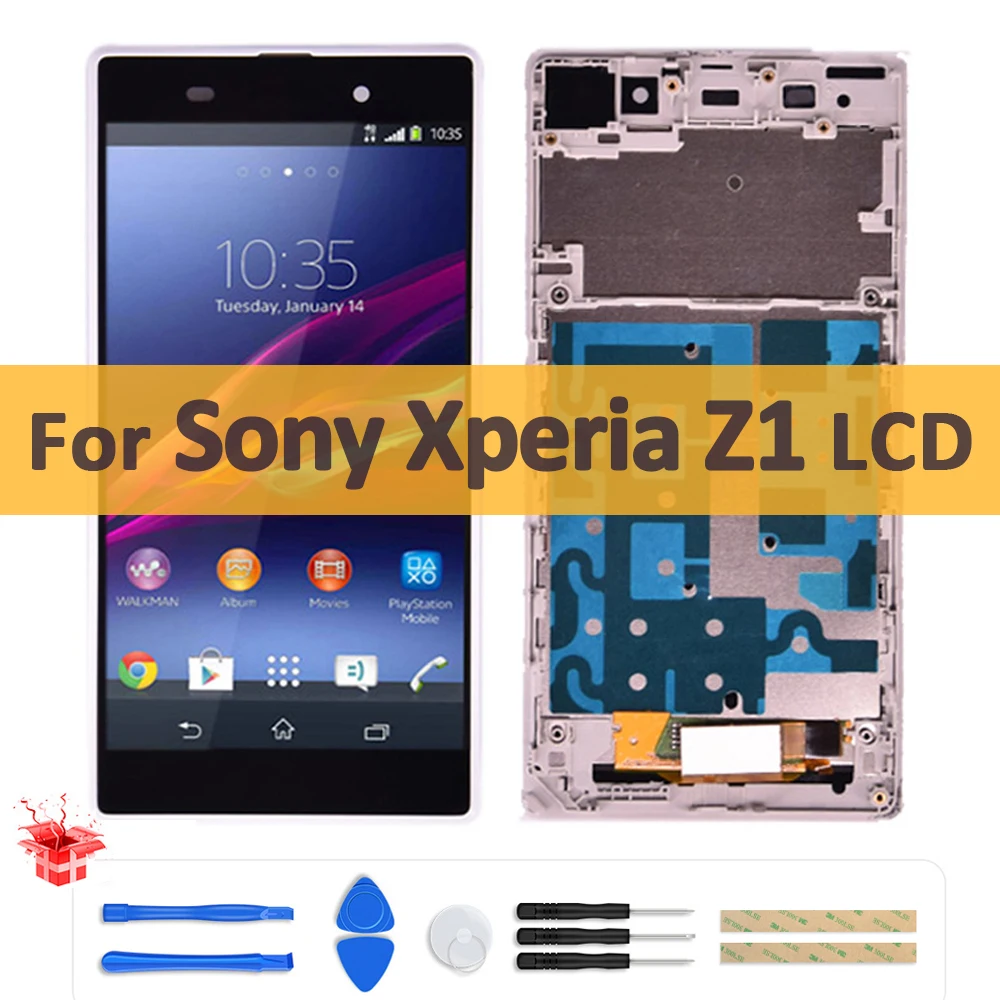 5.0" Original LCD Display For Sony Xperia Z1 L39H C6902 C6903 LCD Touch Screen Digitizer Assembly Repair With Frame For SONY Z1