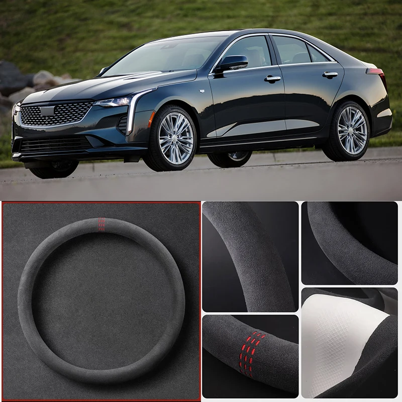 

Alcantara Anti-Slip Black Suede Leather Car Universal Steering Wheel Cover For Cadillac CT4 Car Accessories