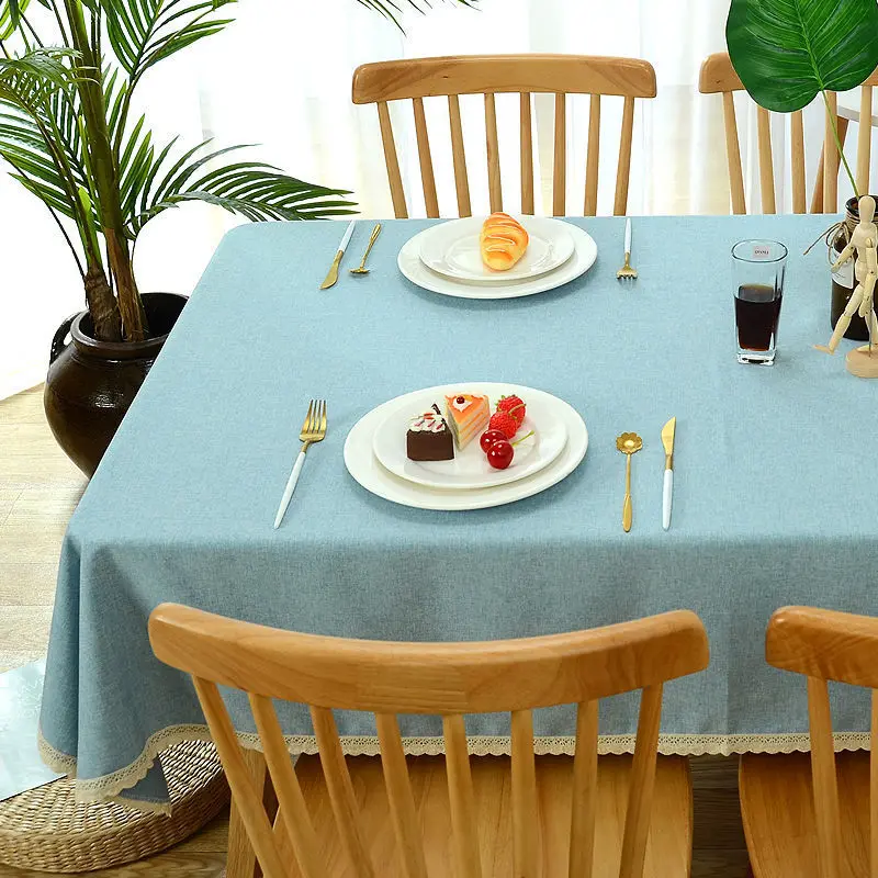 

Cotton and linen tablecloth contracted cotton and flax pure color cloth cloth_AN2960