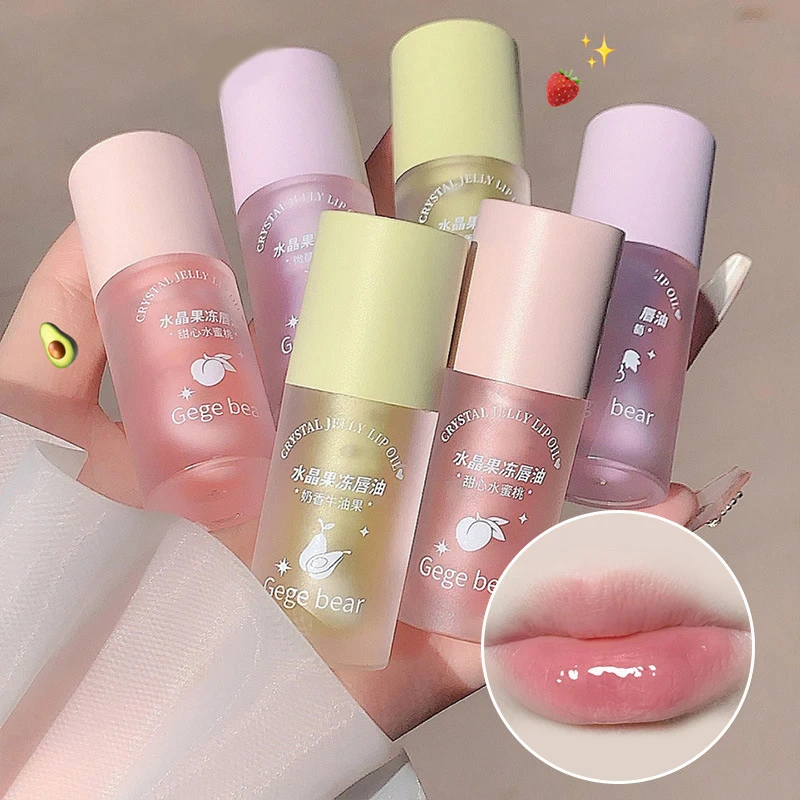 

4g Crystal Jelly Lip Oil Hydrating Lip Coat For Lipstick Lip Gloss Tinted Clear Lip Plumper Serum Lip Care Fruit Lip Balm