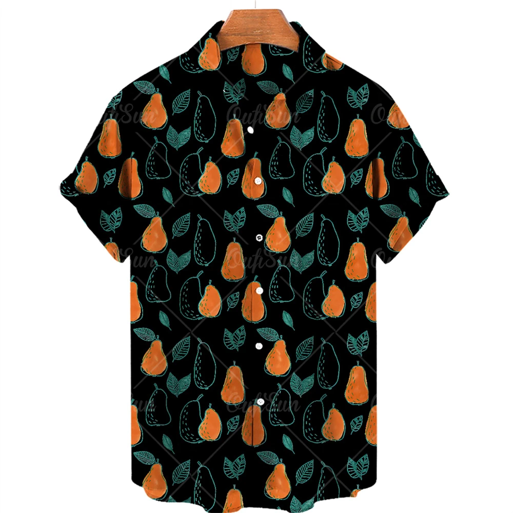 Гавайская рубашка мужская летняя пляжная Повседневная с принтом фруктов и