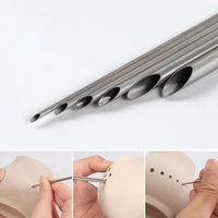 6pcs ceramic hole punch stainless steel round teapot hole opener diy handmade carving sculpture pottery punching tool 12cm