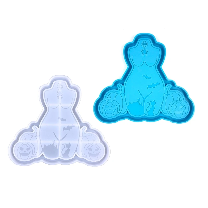 

R3MC Silicone Tray Mold with Side Woman Body Pumpkin Shape Tray Resin Mold for Epoxy Casting Shiny Surface Durable Home Decor