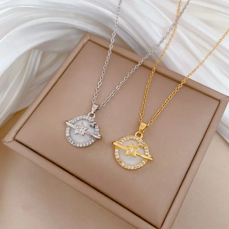 Модное циркониевое ожерелье Grace с Китом и русалочкой цепочка из нержавеющей