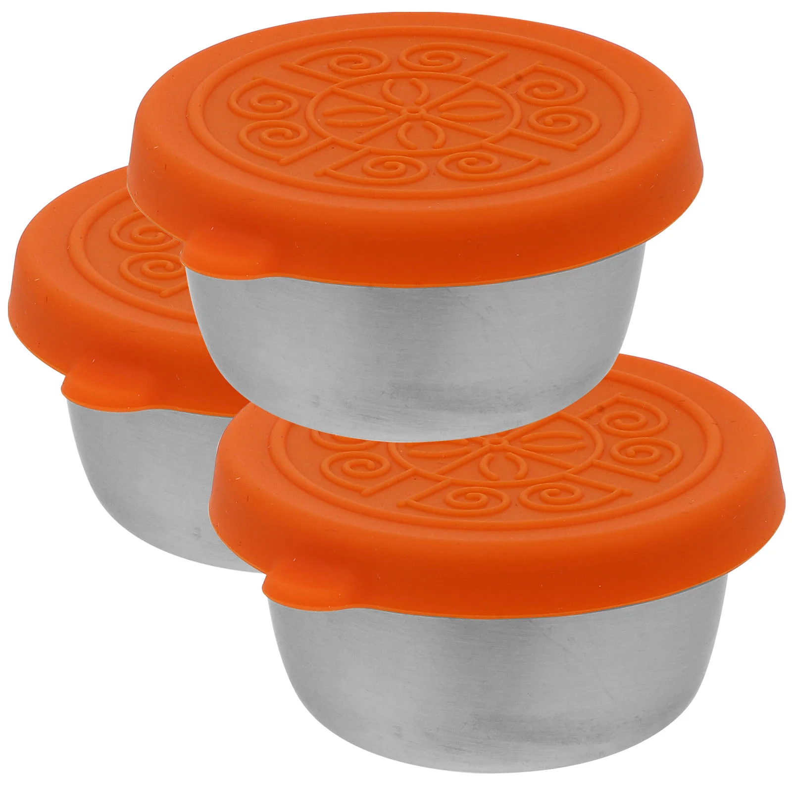 

3 Pcs Food Containers Sauce Cups Lids Salad Dressing Kitchen Utensils Go Stainless Steel Small Condiment Travel