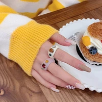 new korea aesthetic colourful resin acrylic rings set for women geometric round rings girl temperament versatile jewelry gifts