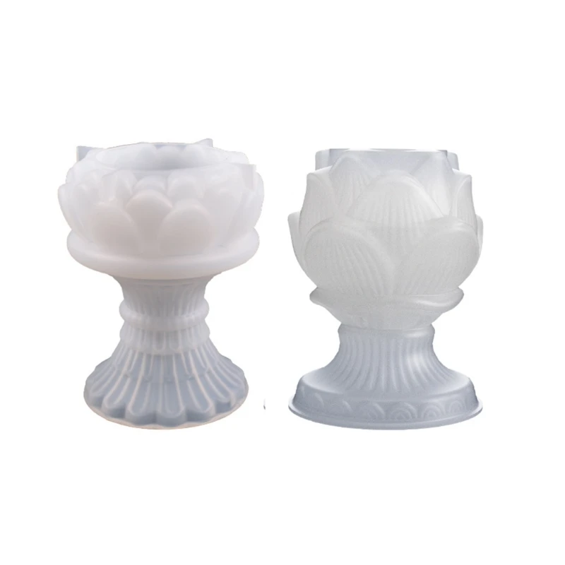 

F19D Crystal Lotus Mirror Mold Resin Casting Silicone Mold Suitable for Candle Holder