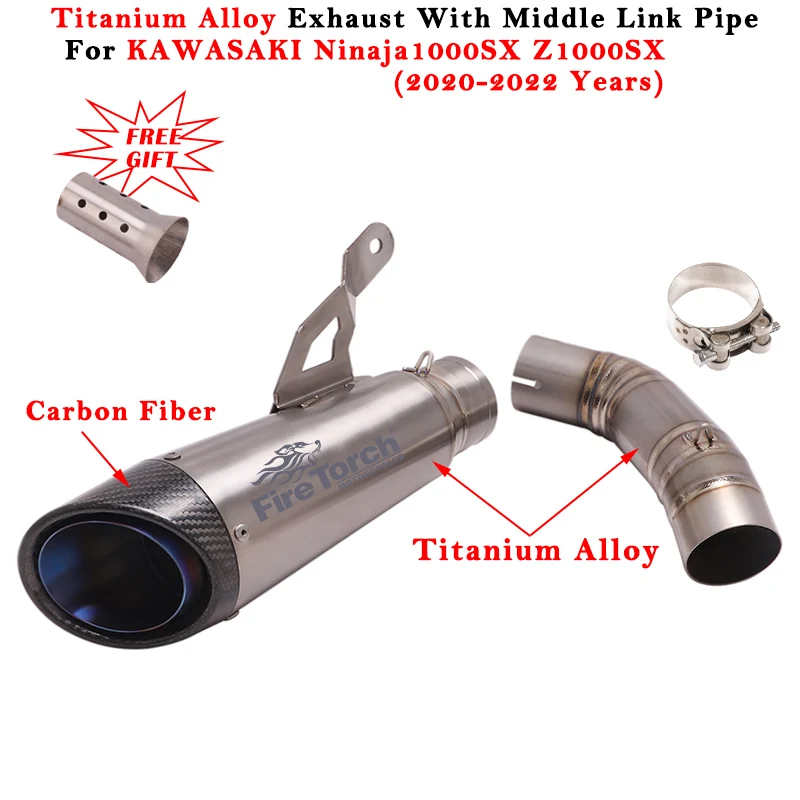 

Slip On For Kawasaki Ninja 1000SX Z1000SX 2020 - 2022 Motorcycle Exhaust Modify Escape Titanium Alloy Muffler With Mid Link Pipe