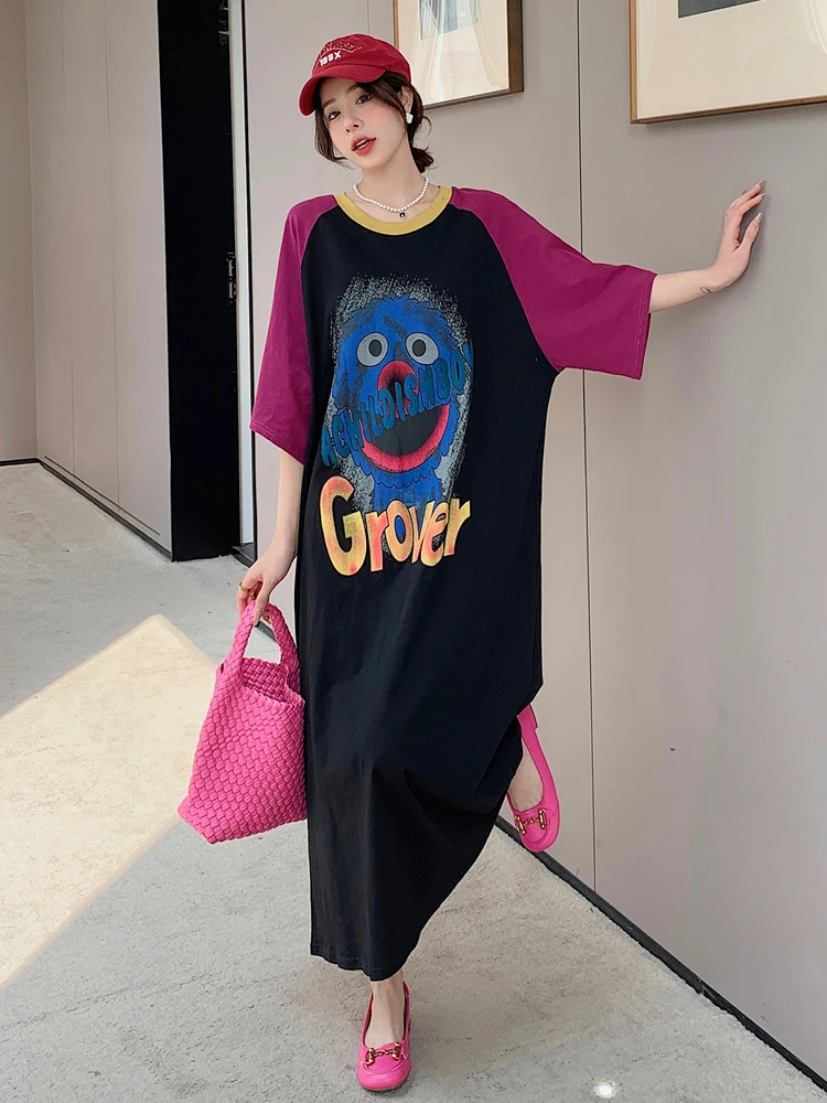 

Женское платье с коротким рукавом NYFS, Длинное свободное платье с буквенным принтом в Корейском стиле, лето 2023