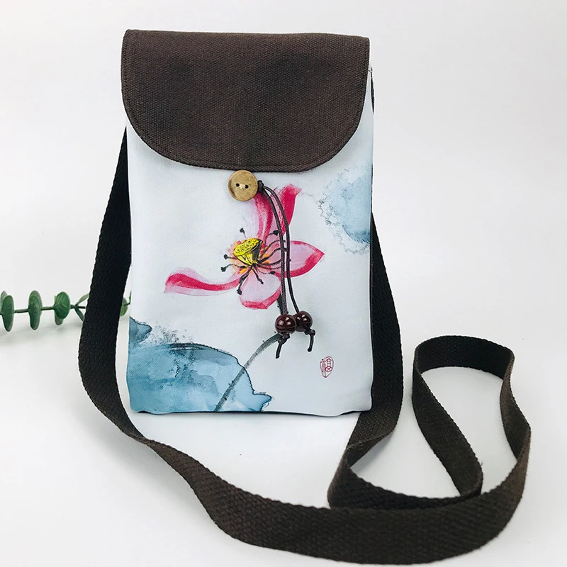 

Маленькие сумки на плечо, Хлопковые женские ранцы, ранцы ручной росписи, акварельная живопись, мини-мессенджер, кошелек, дамская сумочка