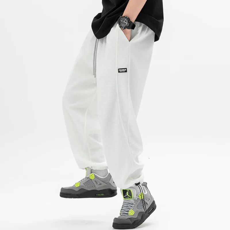 

Waffle Sweatpants For Men 2022 New Loose Sports Pants Casual Drawstring Male Trousers Hip Hop Fashion Streetwear