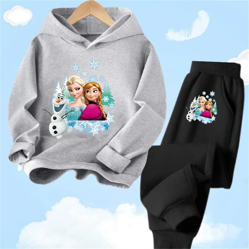 Детский спортивный костюм с принтом принцессы Эльзы Диснея толстовки топ и брюки