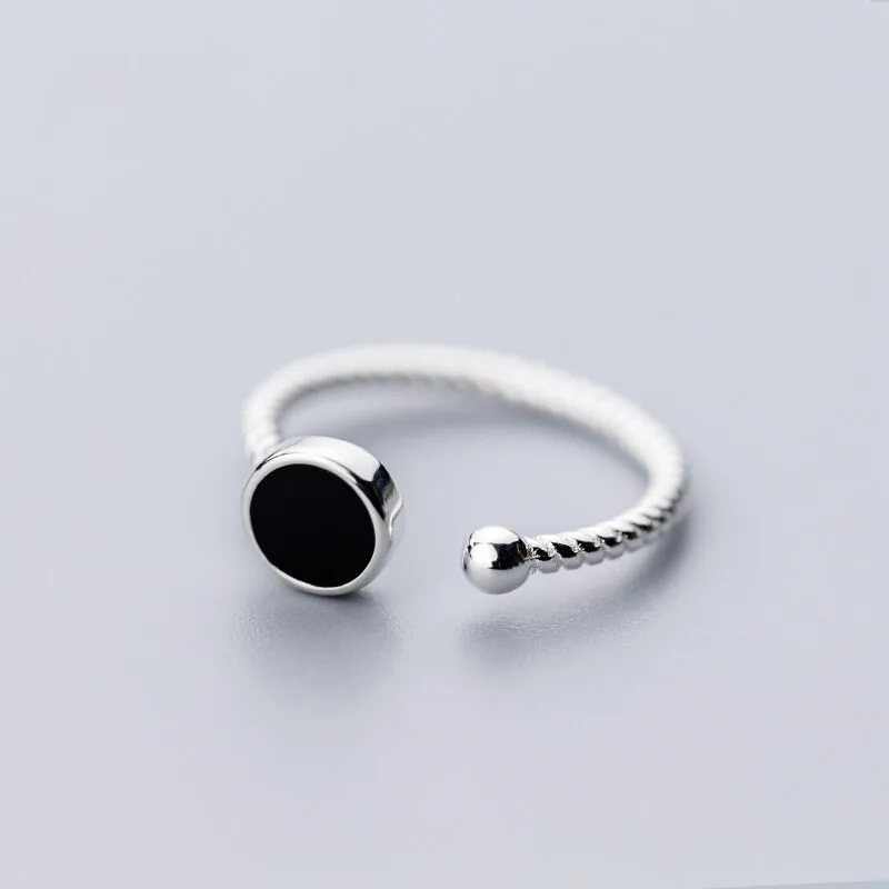 

925 Sterling Silver Round Finger Ring For Women Girls Punk Fashion Jewelry For Women Party Birthday Gift jz288