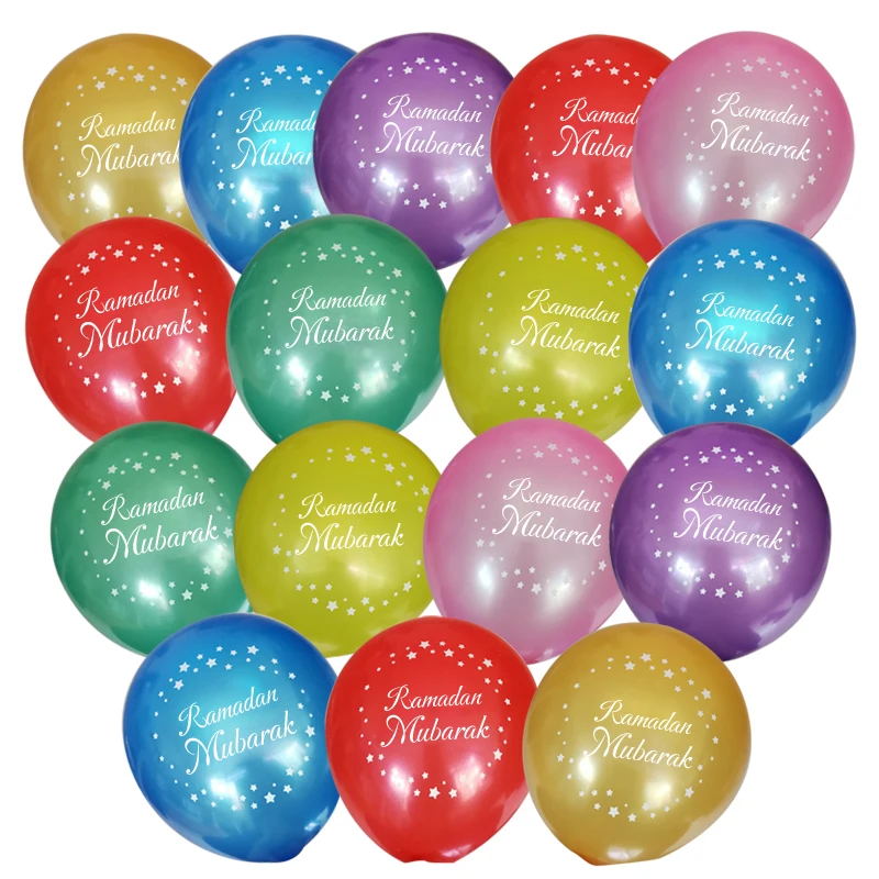 

50 Pieces 10 Inch Pearl Colorful Ramadan Mubarak Balloon For Muslim Eid Ramadan Party Decoration Balloon