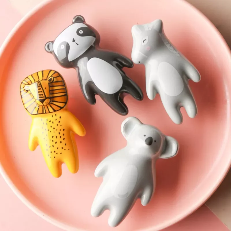 

1PC Ceramic Carton Knobs Lion Panda Koala Donkey-shaped Children's Room Bedroom Furniture Hardware Drawer Cabinet