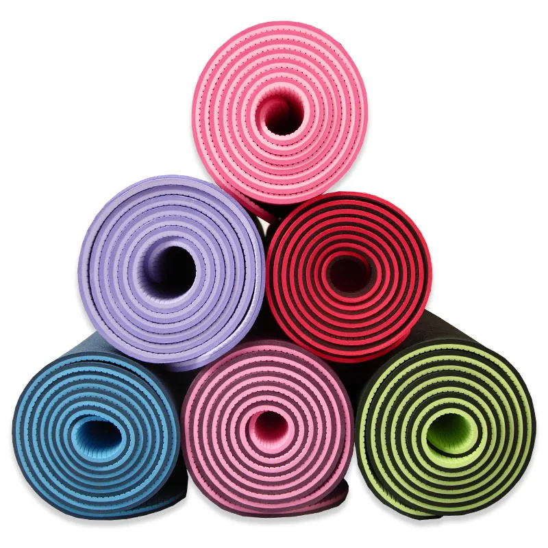 

21TPE6mm two-color yoga mat adult children students lengthen 183CM fitness blanket widen 61CM yoga