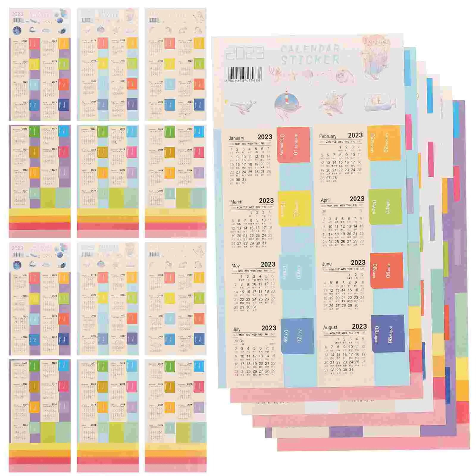 

9 Упаковок, наклейки на индекс календаря, планировщик, ежемесячные язычки, Цветные папки-клипсы 2023, номера расписания, аксессуары, доска для записей