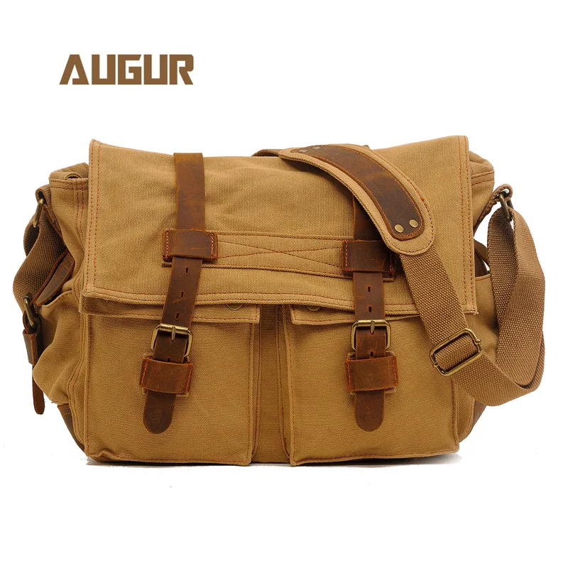 2022 Luxury high quality military Canvas men's canvas shoulder bags European and American style messenger bags men's casual bag