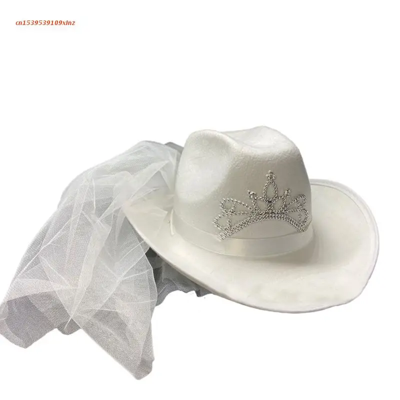 

Белая шляпа Cowgirl для женщин, шляпа корова, девочка, тиара, корона, ковбойская шляпа из фетра в западном стиле