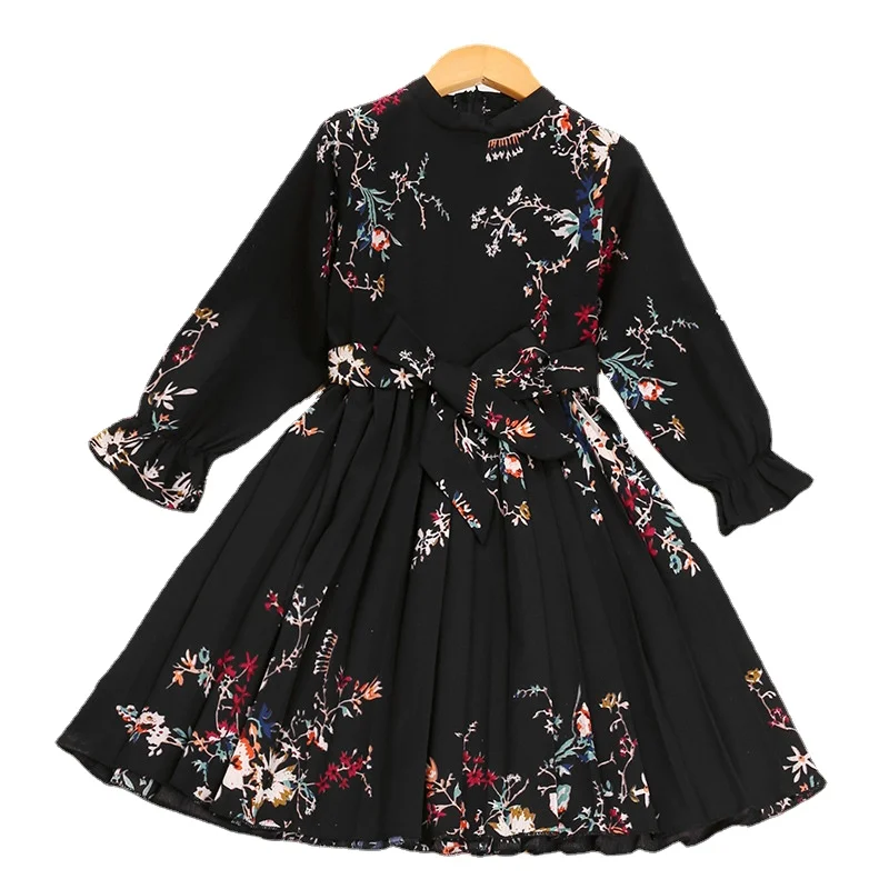 Демисезонное платье для девочек элегантная одежда девочек-подростков цветочное