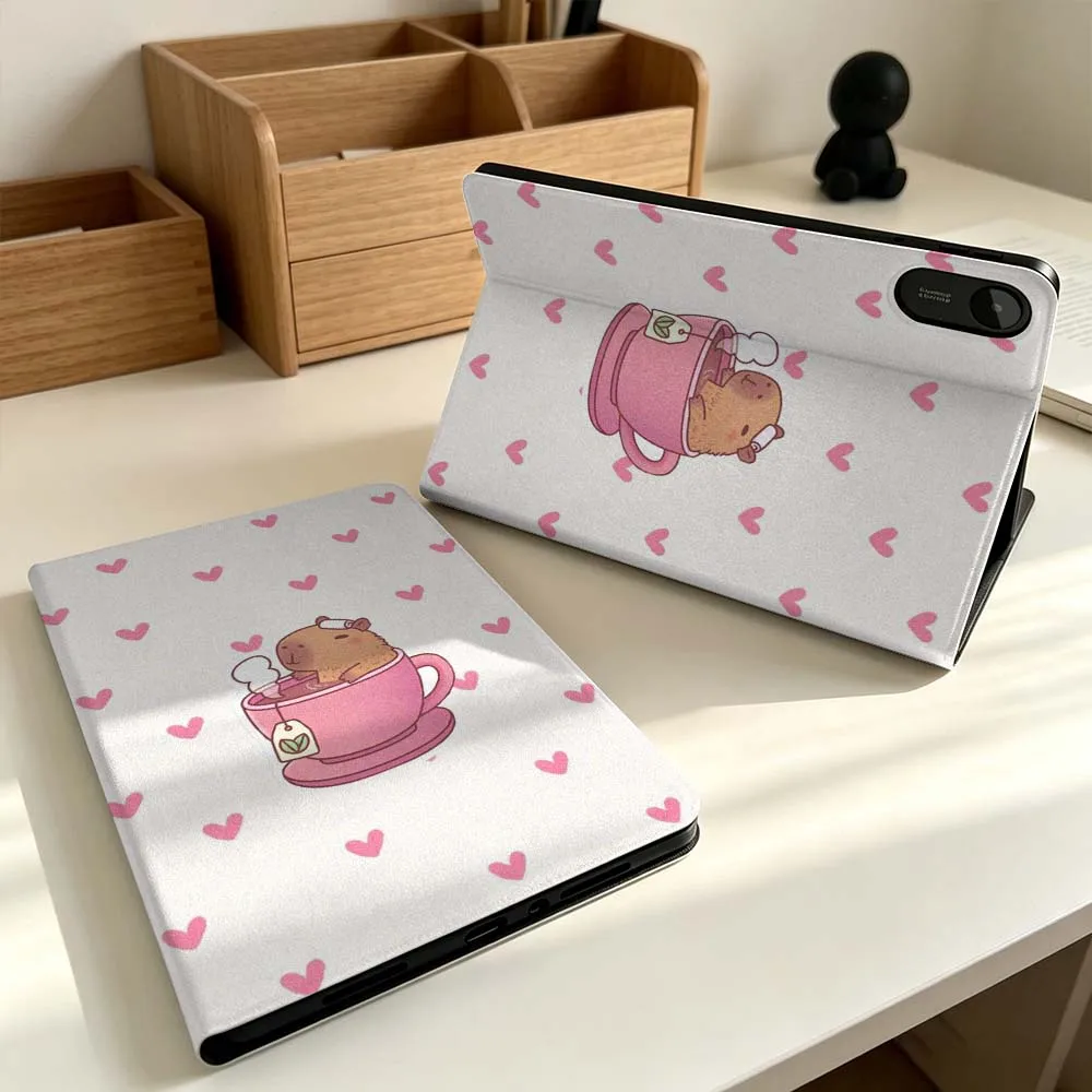 Фото Чехол для планшета с дизайном «Капибара с сердечками» для Xiaomi Mi Pad Mini 4 5 6 7 SE Pro Plus Redmi Pad 2 SE 2025 8.8 11, складной №5