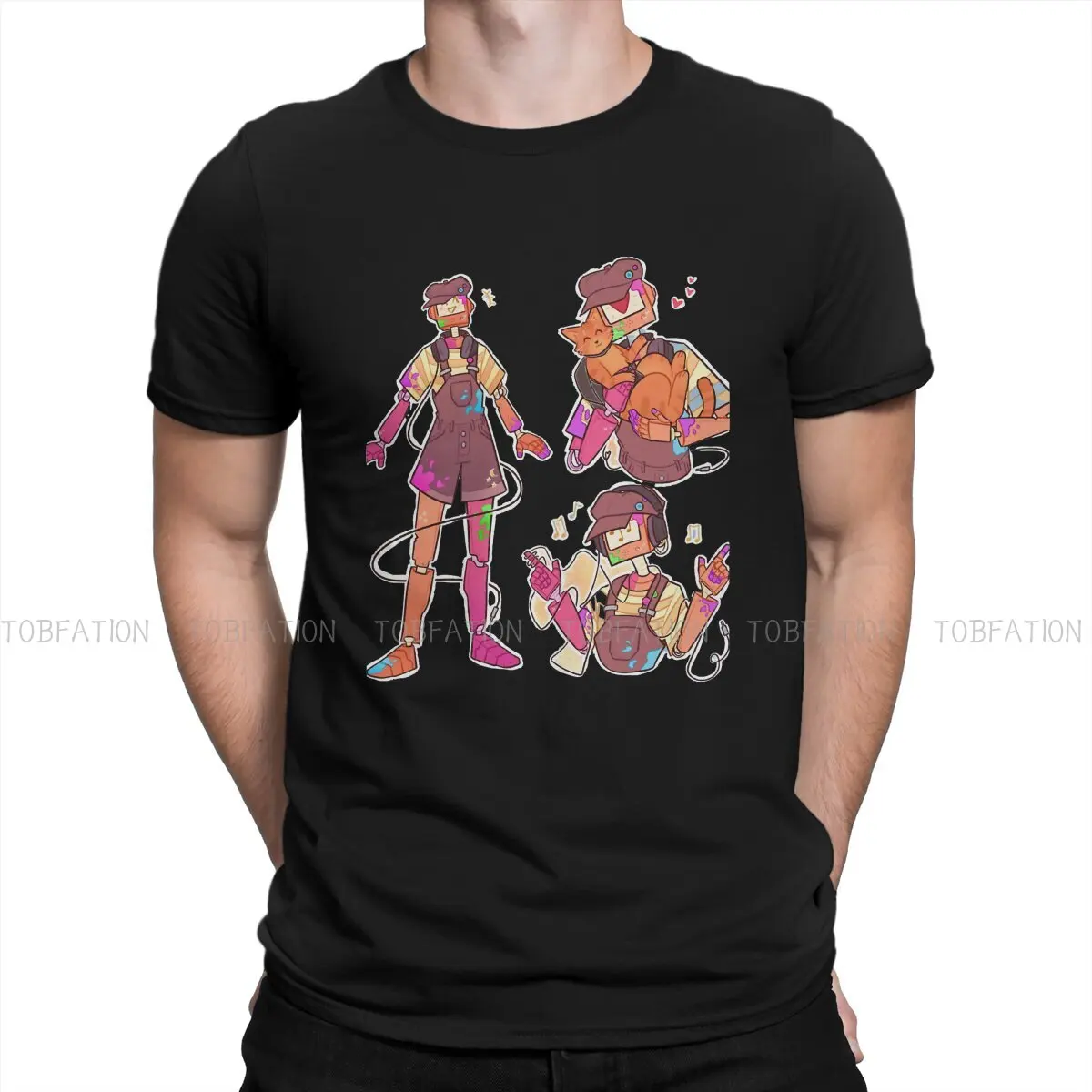 

Music Hipster TShirts Stray Game Adventure Men Graphic Pure Cotton Tops T Shirt O Neck