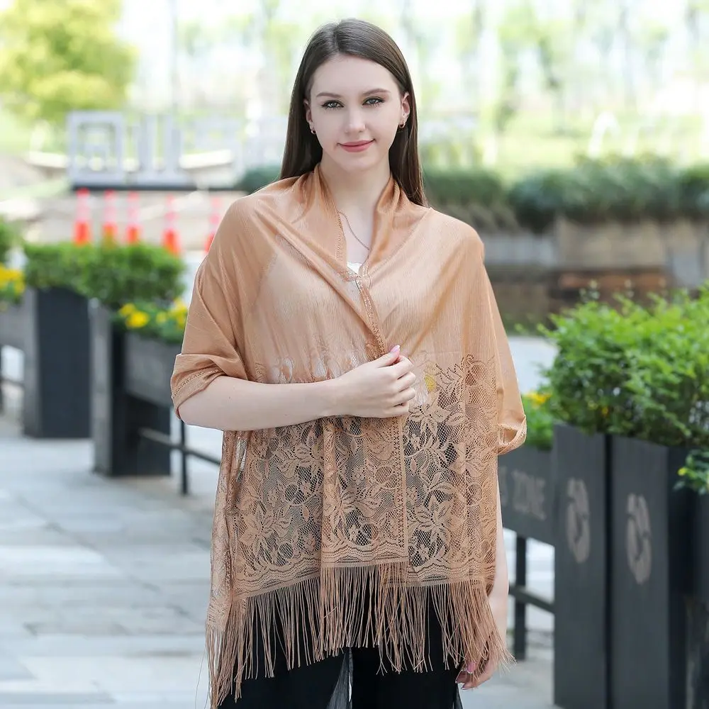 

Cheongsam Shawl Sunscreen Shawl Hair Scarves Tassels Wraps For Female Bride Shawl Women Scarf Lace Scarf Beach Yarn