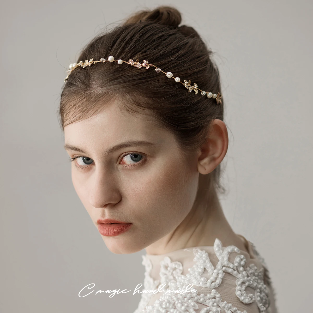 

O396 Wedding Handmade Accessories Retro Bridal Hairwear Pearl Inlaid Crystal Bridesmaid Headpiece Women Pageant Festival Tiara