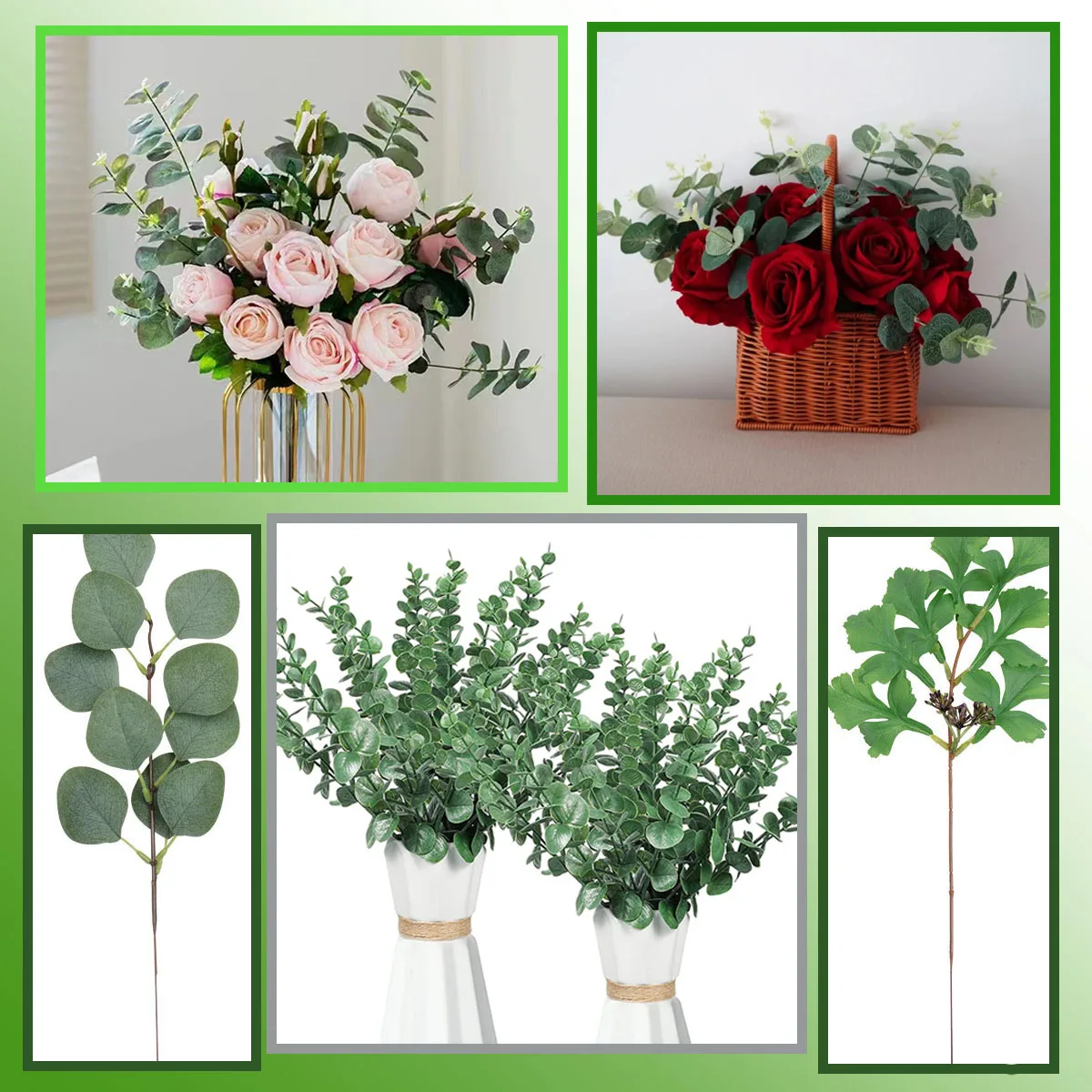 

Eucalyptus Leaves DIY Decor Artificial Plants Leaves Green Fake Flowers For Festival Patio Wall Decorations Bouquet Accessories