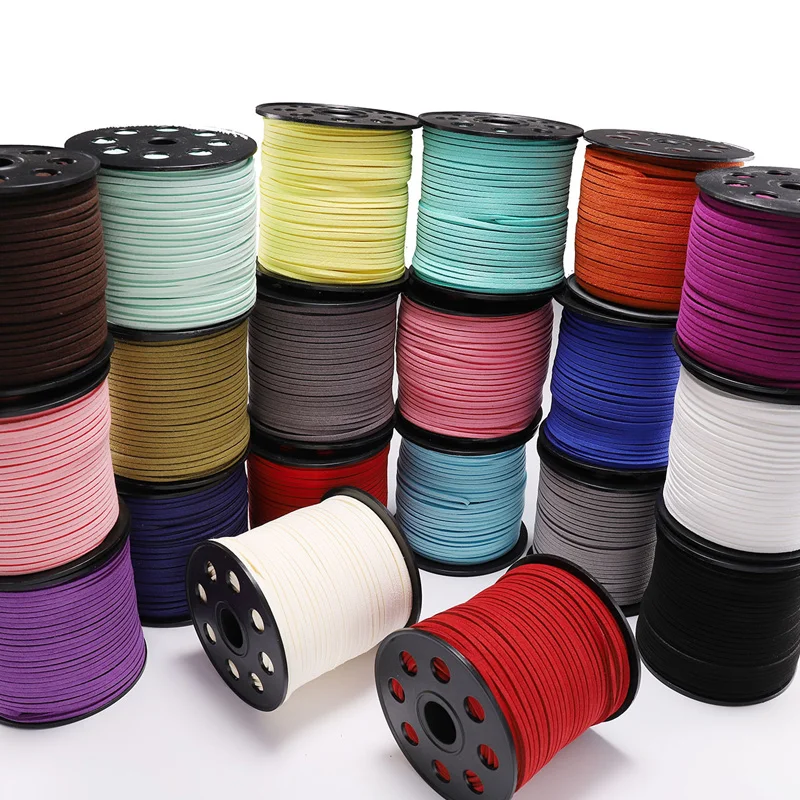 10M/Batch 2.5Mm Flat Artificial Suede Woven Rope South Korean Velvet Leather Hand String For Diy Jewelry Production Supplies