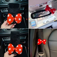 dots print bowknot universal car safety seat belt cover soft plush shoulder pad styling seatbelts protective car accessories
