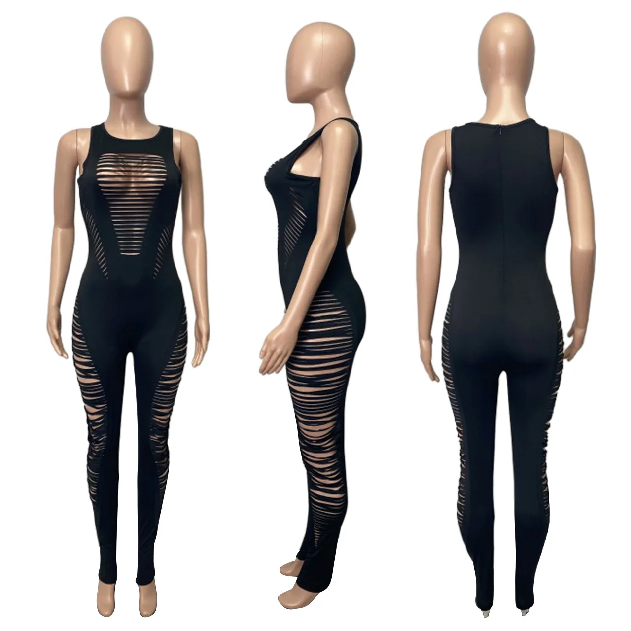 Женский комбинезон с вырезами соблазнительный спортивный топ без рукавов