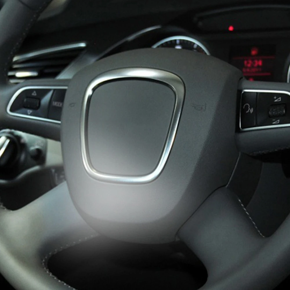 

Chrome Car Steering Wheel Trim Emblem Badge Frame Cover Center Logo Ring Sticker for Audi Q5 Q7 A3 S3 8P A4 B6 B7 B8 A5 B8 A6 C7