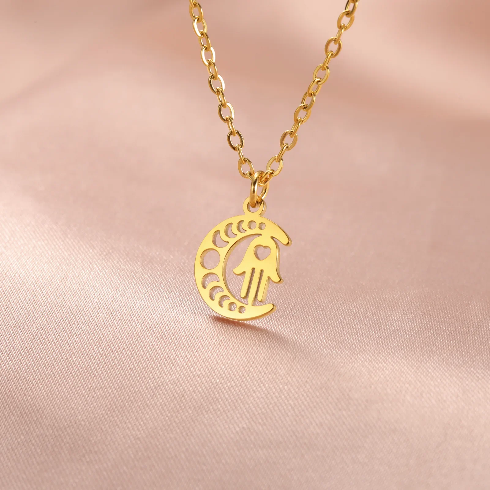 Женская ключица из титановой стали в форме сердца подвеска виде ладони ожерелье