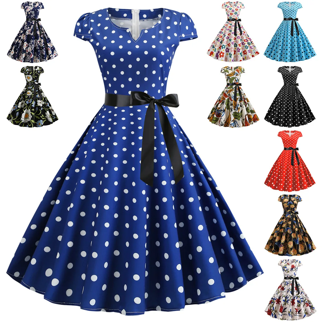 

Женское платье, винтажное элегантное платье с принтом, Полуоткрытая юбка с длинным рукавом и черной лентой, женское платье для покупок