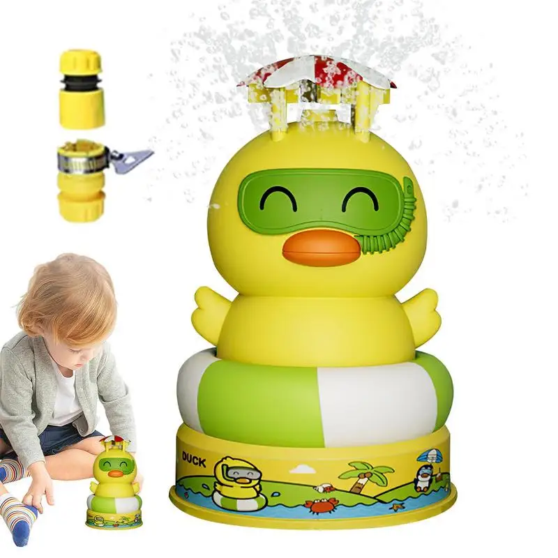 

Outdoor Water Sprinkler Toy Cartoon Duck Shaped Bath Toy Summer 360 Rotating Splashing Water Spraying Toy For Kids