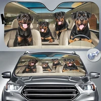 funny rottweiler family driving dog lover car sunshade windshield window gift for rottweiler lover car windshield durable auto