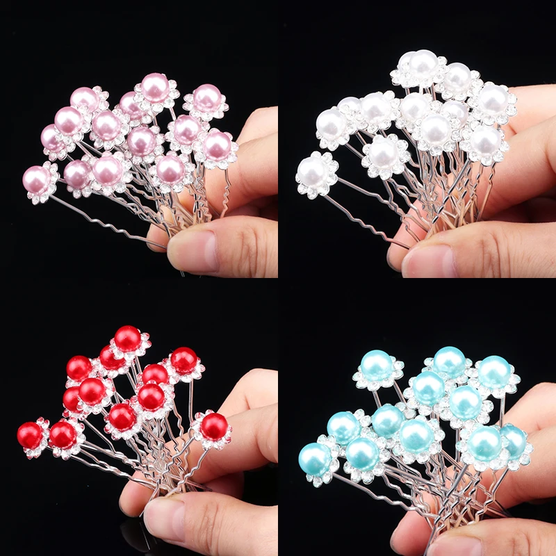 

Fashion Simulated Pearl Crystal U Shaped Hair Pins Clips For Women Girls Bride Wedding Tiara Accessories Hairstyle Design Tools