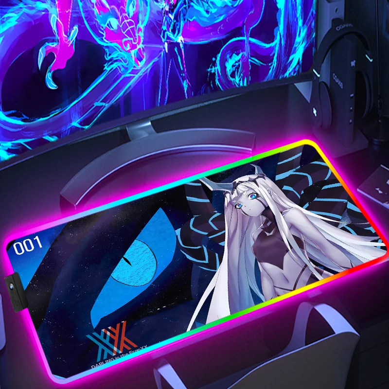

Mouse Pad Large Backlit Desk Mat RGB Gamer Keyboard Darling In The Franxx Xxl Mousepad Anime Gaming Accessories Mause Carpet Pc