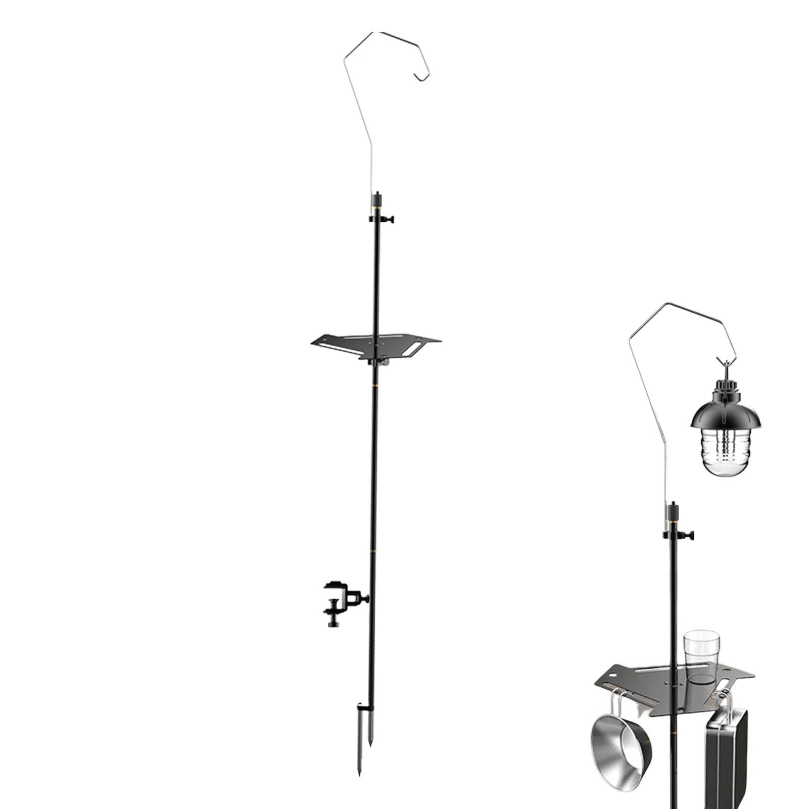 

Camping Lantern Stand Lantern Hanger Camping Adjustable Heights Lightweight Lamp Hanger With Storage Plate For Picnic Hiking