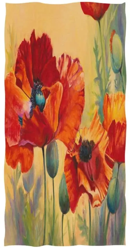 

Face Towel Red Poppy Flower Watercolor Floral Print Design Soft Bath Towel Absorbent Hand Towels Multipurpose for Bathroom Hotel