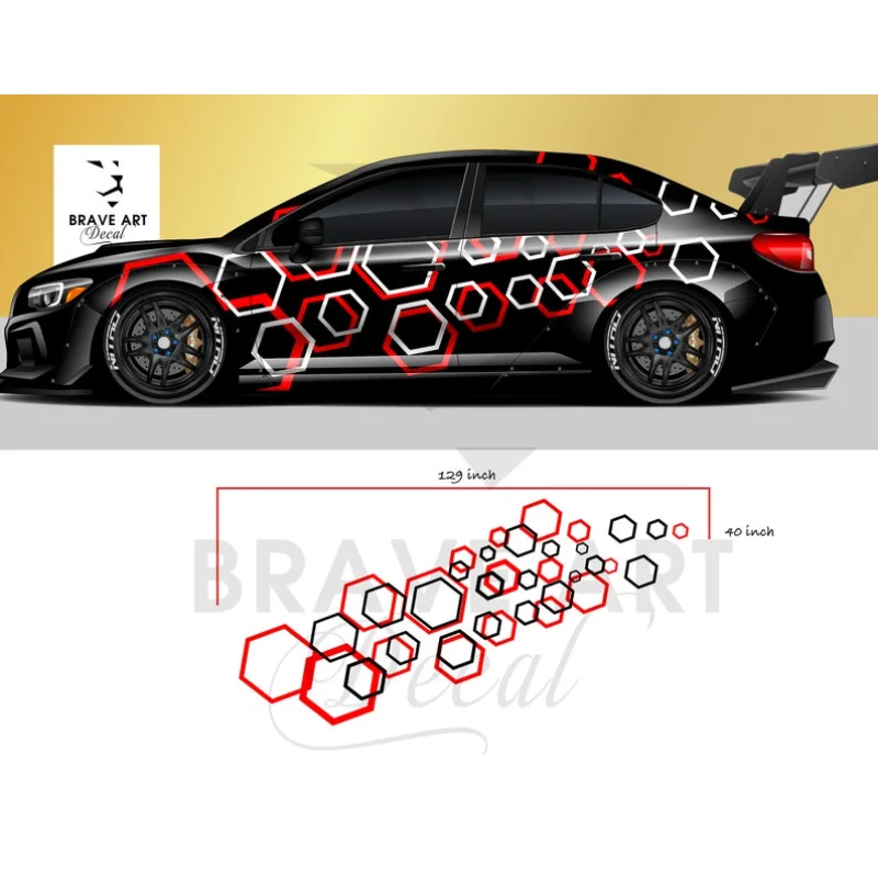 

Stickers Car Side Stickers Honeycomb Rhombus Hexagon Style Matrix Camo Style Sticker (4 pcs)