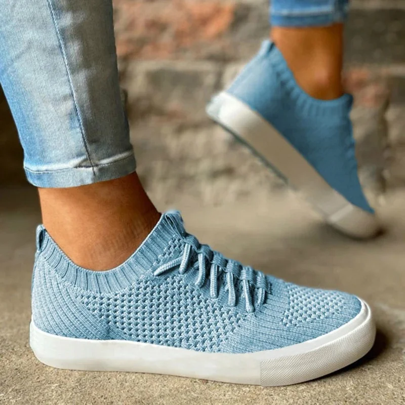 

Women Sneakers Breathable Knitting Sock Casual Shoes Women Vulcanized Zapatillas Mujer Walking Mesh Flat Shoes Tennis Female