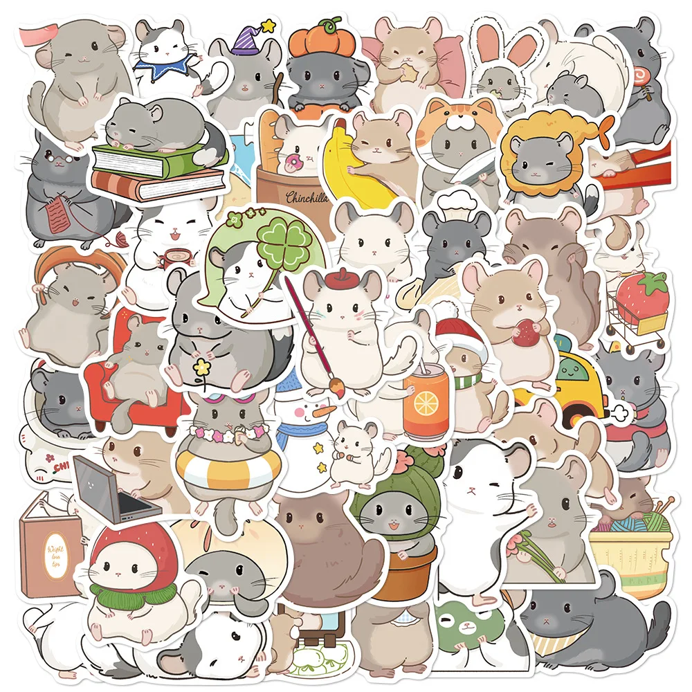 

60 шт., милые наклейки с граффити из серии Южноамериканских шиншилл, подходят для шлема, настольного украшения стен, наклейки «сделай сам»