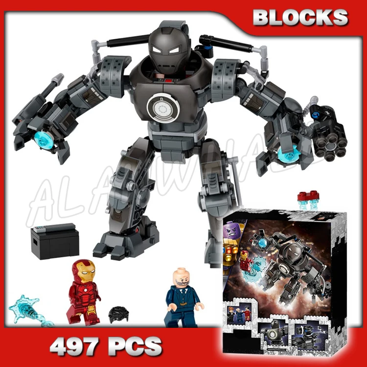 

497pcs Super Fighter Revengers Iron Monger Mayhem Mech Monster Arm Stud Shooter 60089 Building Blocks Boy Compatible With Model