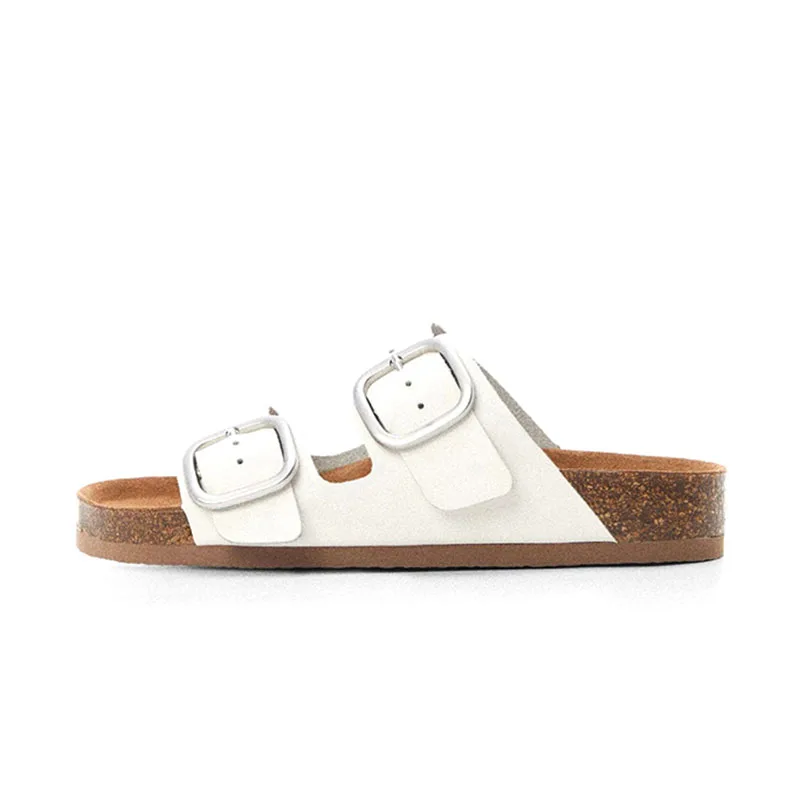 Женская летняя Пряжка из бычьей кожи с круглым ремешком на плоской подошве