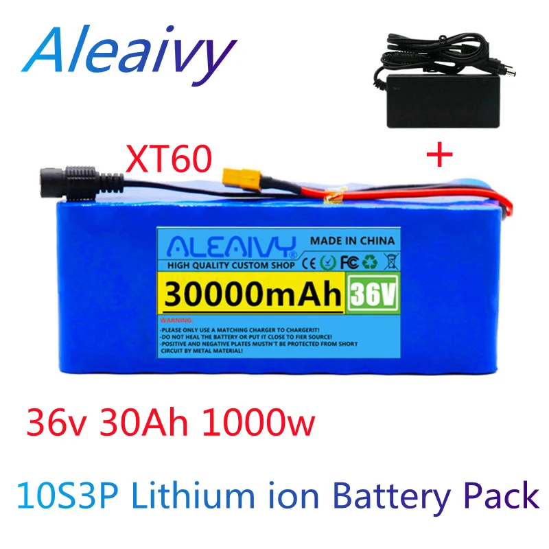 

Аккумулятор 36 В, 30 Ач, 1000 Вт, 10S3P, 18650 комплект литий-ионный батарей, аккумулятор для электровелосипеда 42 в, скутера, Встроенный BMS + зарядное устройство